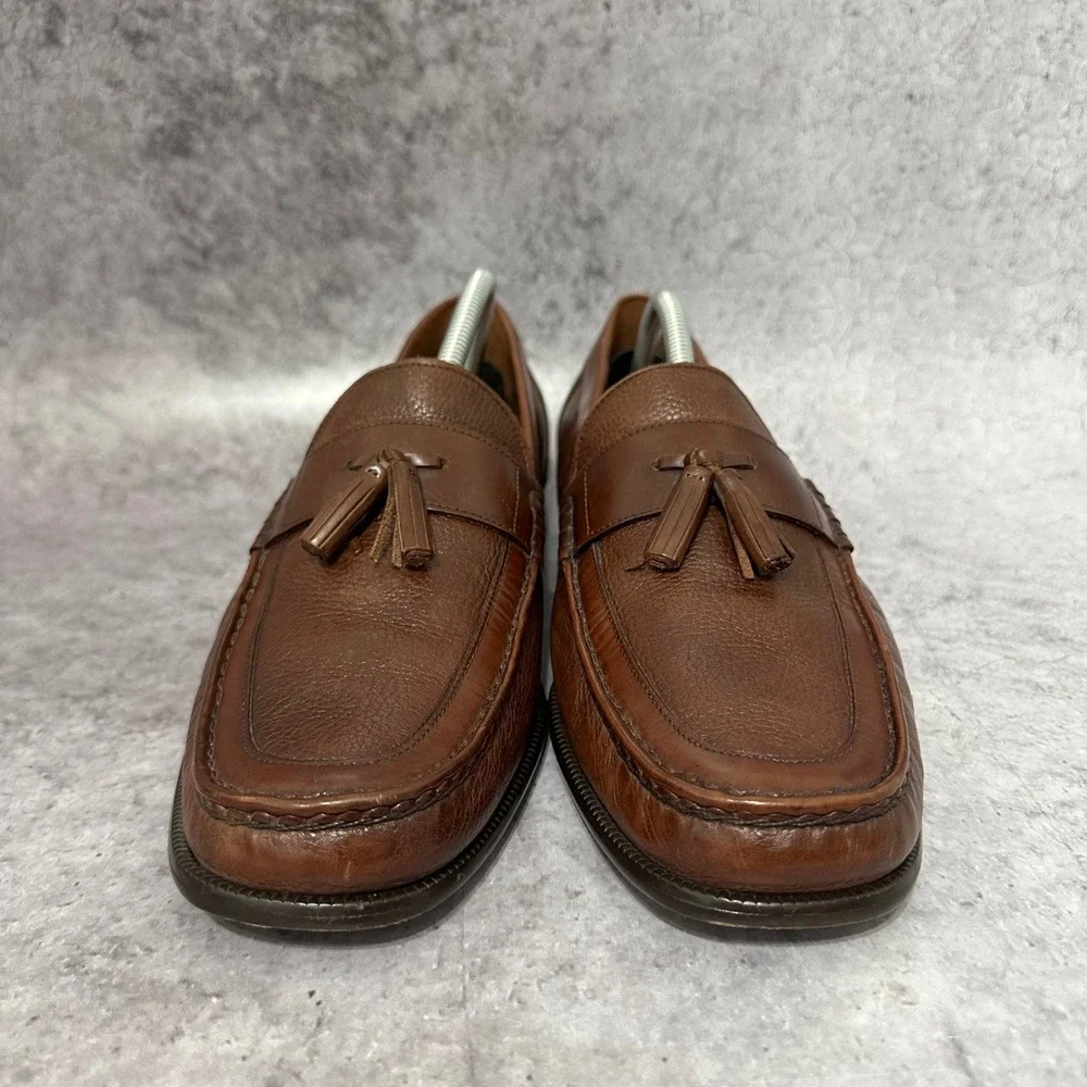 Florsheim Heyworth Tassel Loafers Mens 12 Brown Pebbled Leather Dress Shoes